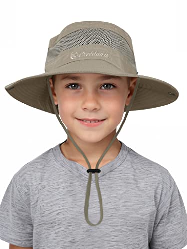 Kids Sun Hat Outdoor Upf 50+ Boys Sun Hats Wide Brim Kids Bucket Summer Safari Hat Fishing Cap Dark Khaki 5-13 Years #TOP16