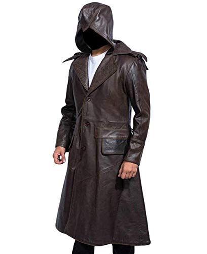 Jacket Craft Men's Assassin Brown Genuine Leather Trench Costume Coat2