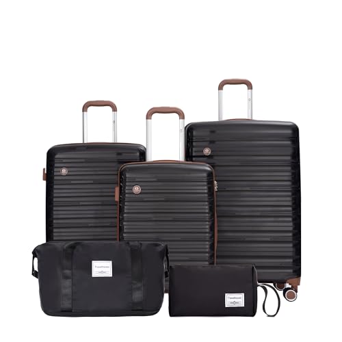 5-Piece Hardshell Luggage Set with TSA Lock, Spinner Wheel Suitcases, Black