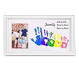 Customizable Baby Handprint Footprint Keepsake with Large Size Family Photo Frame Kit - Personalize...