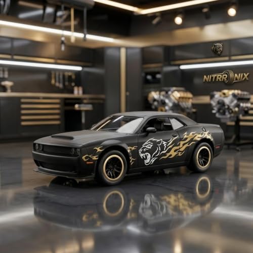 Image of 1:64 Black Panther Premium Die Cast Metal Toy Car for Kids | Mini Sports Car Collectible Model with Free Rolling Wheels, Realistic Design, openale door,Metal Vehicle, Birthday Gift for Boys & Girls