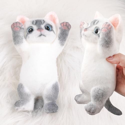 Hand Painted Cat Squishy Toys，Large Ultra Soft Kitty Squeeze Fidget Toy for Stress Relief ,Kawaii Squishies Sticky Animal Toy for Adults Kids,Decompression Sensory Balls for Autism