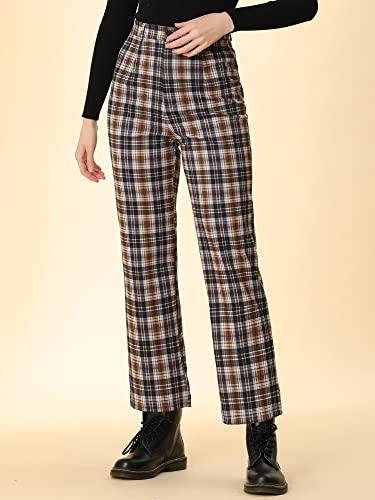 Allegra K Women's Plaid Pants High Waisted Vintage Tartan Checkered Cropped Casual Work Pants2
