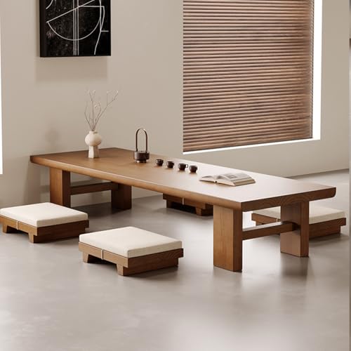 Mesa baja, mesa de centro de salón, mesa de centro de madera de salón,Mesa de centro de nogal, mesa de centro tatami japonesa, mesa de té, mesa tatami, mesa de centro de madera natural(160cm/62.9in)