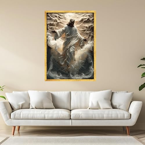 Tableau Jésus marchant sur l'eau : le cadeau chrétien idéal avec cadre 40x60 - 3