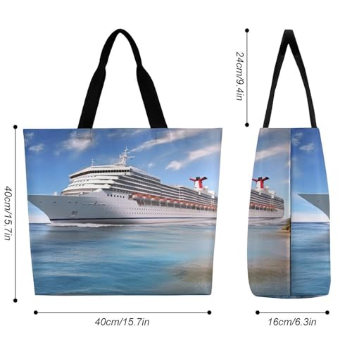 Seaside Cruise Ship Tote Bag Large Women Casual Shoulder Bag Reusable Grocery Bag Fasion Handbag for Office Shopping Travel2