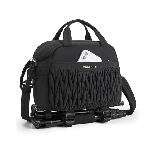 BAGSMART Camera Sling Bag, Portable Small Camera Bags for Photographers with Tripod Holder, Waterproof DSLR/SLR/Cute Camera Case for Women with Rain C