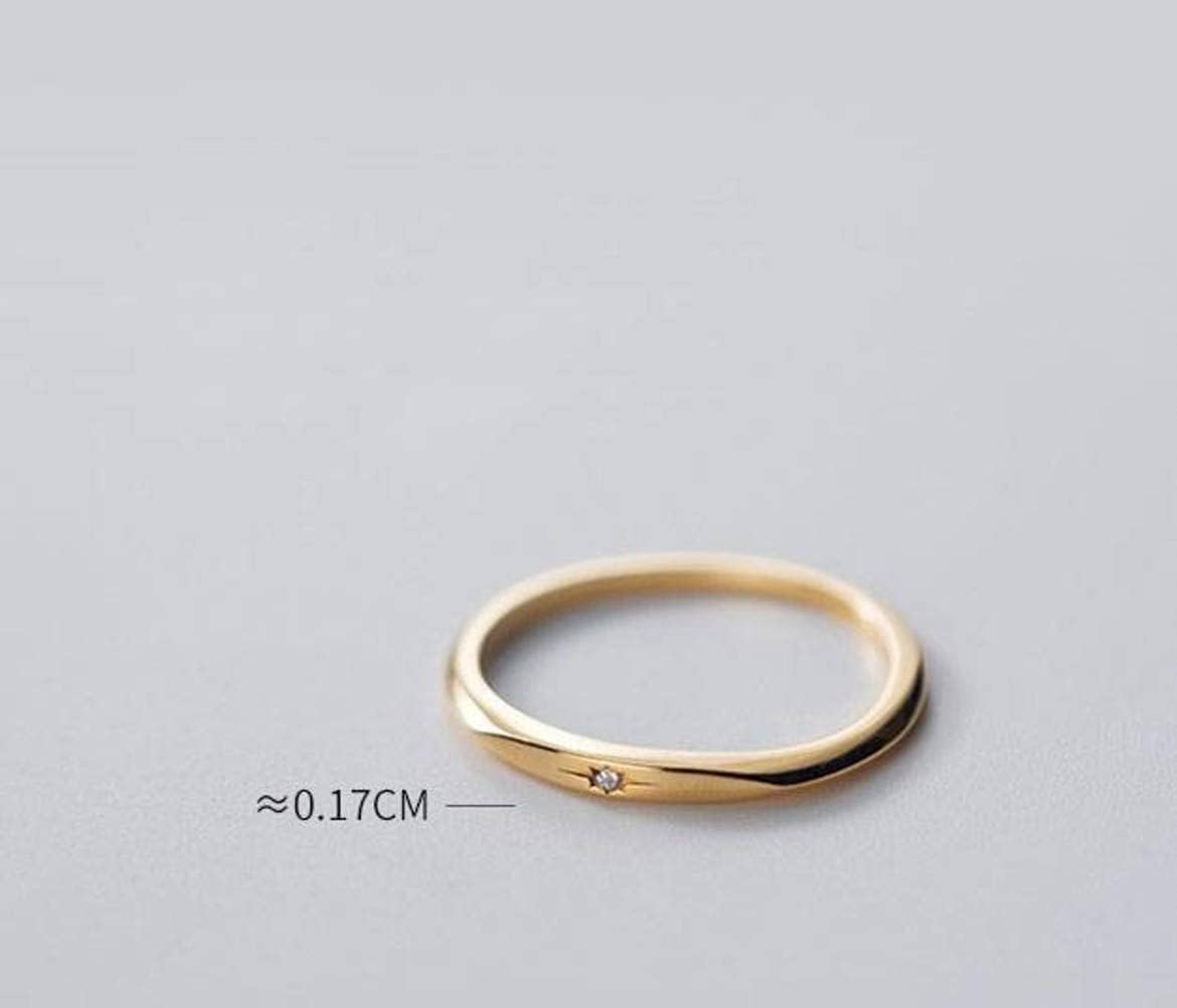 Ring, Damen Einfacher Einzelner Diamant Zeigefinger Ring Glänzender Ring Golden, Verstellbare Öffnung, Golden