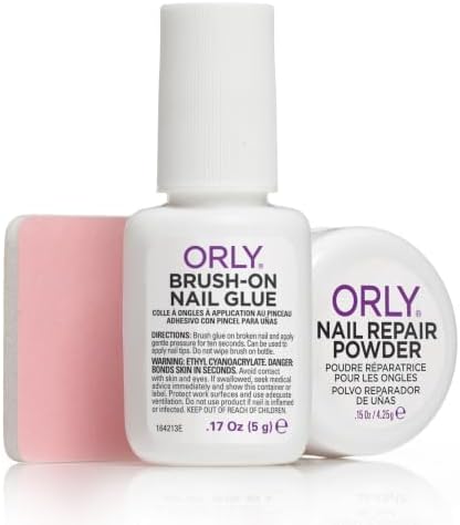 ORLY Nail Rescue Kit | Repairs Cracked, Broken Nails |Compact Kit Containing Brush-on Nail Glue, Nail Repair Powder, Nail Buffer for Flawless Nails | Restores Nail’s Natural Shine