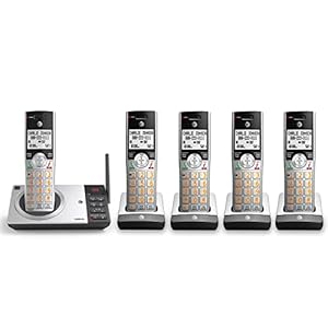 AT&T CL82507 DECT 6.0 5-Handset Cordless Phone for Home with Answering Machine, Call Blocking, Caller ID Announcer, Intercom and Long Range, Silver (CL82507)