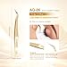 NAGARAKU Eyelash Tweezers, Precision Fiber Tip Tweezer for Eyelash Extensions Diamond Grip Anti-Static Anti-Slip Premium Gold Stainless Steel Pointed Eyelashes Tweezers with Box -Curved Tweezer AG-06