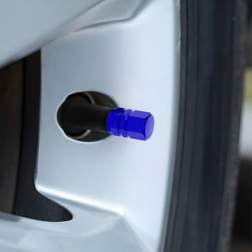 Image of Osilly Car Tire Stem Valve Caps, 8 PCS Aluminum Alloy Valve Stem Covers, Leak-Proof Tire Cap Cover Accessories, Hexgon Style Wheel Air Valve Caps for SUV Car Bike (Blue)