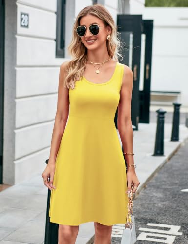 Image of Herou Summer Beach Dresses for Women A Line Sleeveless Tank Dress | Casual,Scoop Neck,Soft,Knee Length,Breathable
