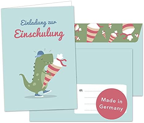 8 Einladungskarten Zur Einschulung Mit Umschlägen - Portrait Design, Selbst Beschriftbar