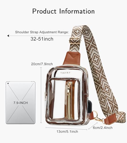 Image of TINYAT Clear Sling Bag Stadium Approved Transparent Bag Crossbody Casual Shoulder Chest Bag for Men Women,T9060