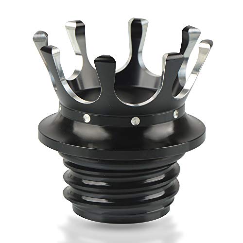 Moto Bouchon de Réservoir de Carburant Couvercle de Réservoir d'huile Style de la Couronne pour Harley Sportster XL 1200 883 48 Dyna Touring Road King Softail Freewheeler FLRT FLST-Noir Cover