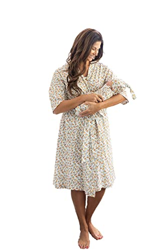 Baby Be Mine Maternity Postpartum Robe with Matching Baby Set, Swaddle OR Baby Gown