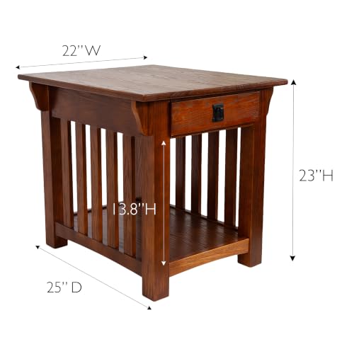 Image of Leick Home Mission End Table, 22 inch, Medium Oak