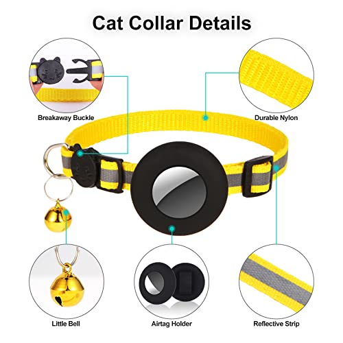 image for TiLanmiy Airtag Cat Collar Breakaway, Reflective Collars with Apple Ai