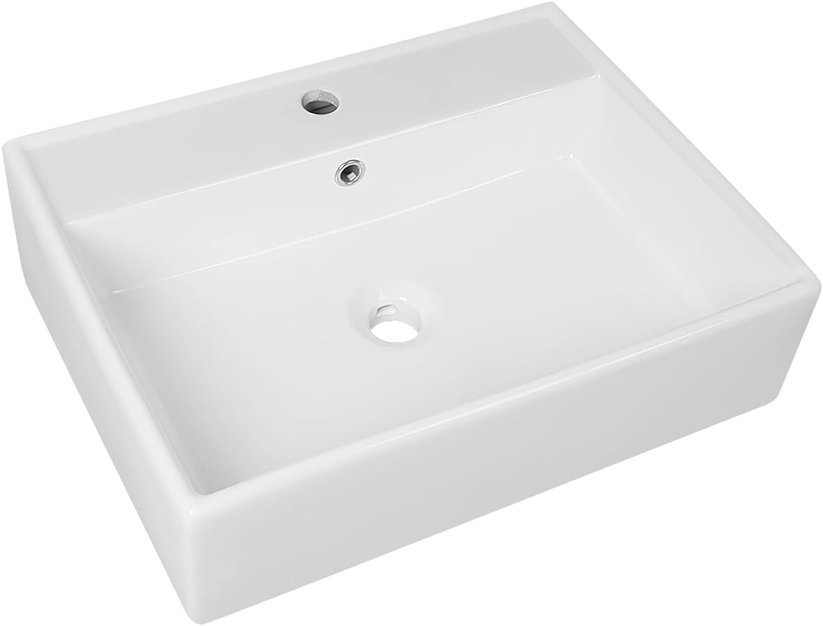 23'' White Ceramic Rectangular Wall-Mount Bathroom Sink