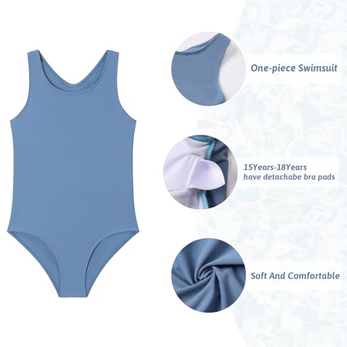 Image of Girls One Piece Swimsuit Quick Dry Swimwear Beach Bathing Suit for 3-18 Years