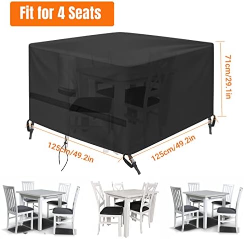 Fireowl Patio Furniture Covers Waterproof - 125x125x74cm Cube Outdoor 2 - 4 Seater Cube Rattan Garden Furniture Cover - 600D Heavy Duty Outside Sofa Protector for Bistro Bar
