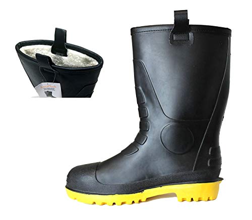 L&M Mens Waterproof Fur Interior Rubber Sole Winter Snow Rain Boots Insulated