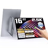 Intehill モバイルモニター 16インチ 2560x1600 タッチパネル 10点マルチタッチ 120Hz ゲーミングモニター 16:10 モバイルディスプレイ 自立型スタンド sRGB 100% 400nits 光沢IPS液晶パネル 3年保証/USB Type-C/標準HDMI搭載/金属製/VESA対応 ノートパソコン/ミニPC/Switch用 ポータブルモニター T16KB グレー