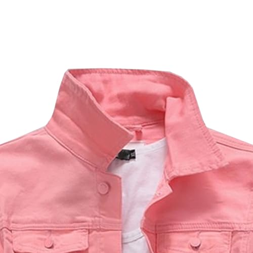 Chaqueta vaquera rosa de hombre con solapa y manga larga miniatura 2