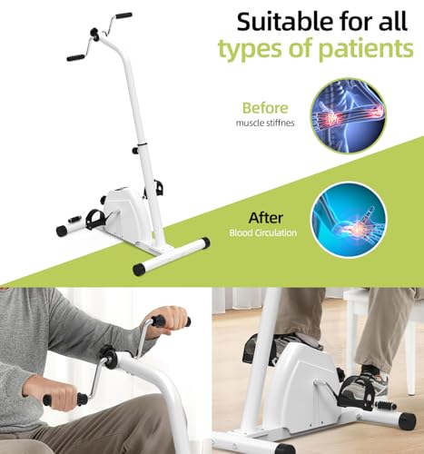 Image of HOMGIM 2-in-1 Pedal Exerciser for Arms & Legs - Adjustable Resistance Sit-Down Bike for Seniors, Stroke Recovery & Physical Therapy - Portable Under Desk Knee Peddler for Home Rehab（White）