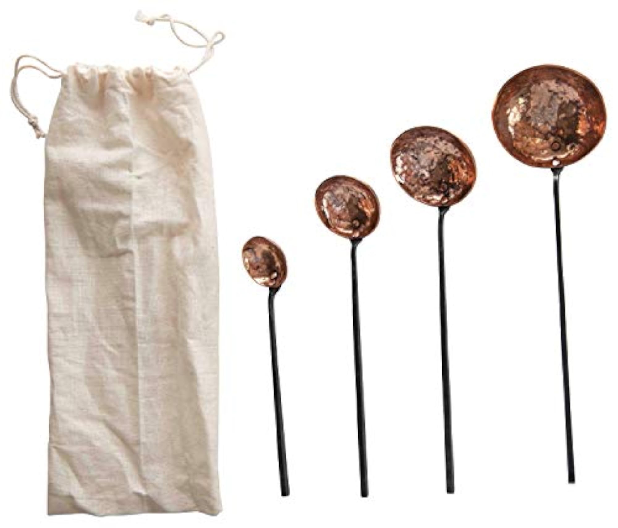 Copper Hammer Textured Scoops & Smooth Handles, Set of 4