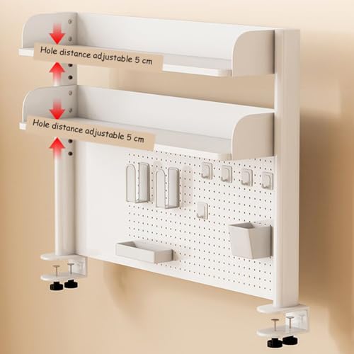 Mensola organizer da scrivania a morsetto, estensione per scrivania per computer, soluzioni di archiviazione per ufficio, accessori per pannelli forati, pannello privacy per l'efficienza dello spazio