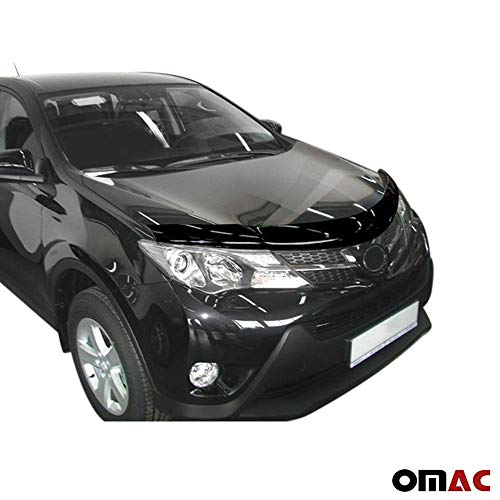 Omac Front Bug Deflector For Toyota Rav4 2013 To 2015, Hood Protector, All Weather, Black #TOP1