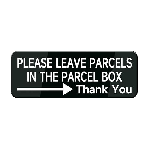 Please Leave Parcels In The Parcel Box With A Right Arrow Door Sign - Highly Visible Plastic Placard Adhesive Back - Great Use For Restaurants, Hotels & Offices 8 * 3