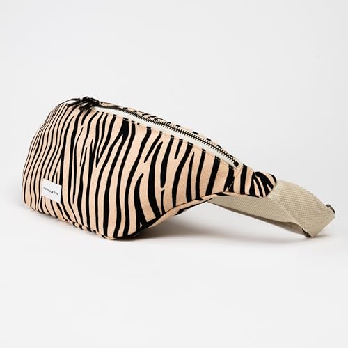Image of The Peacock Crew Canvas Crossbody Sling Bag for Men & Women - Adjustable Strap, Dual Zippers Left /Right Handed, Secure Everyday Travel Fanny Pack Shoulder Pouch, Trekker Zebra, 14.5 x 6.3 x 3.6 inches