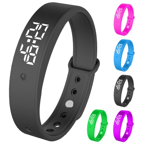 DASIAUTOEM Vibrationswecker Armband für Kinder & Erwachsene, Vibrationsalarm Erinnerung Uhr mit Timer & 10 Alarmen täglich, Trinkerinnerung, Pillenerinnerung,Töpfchentraining (Schwarz)