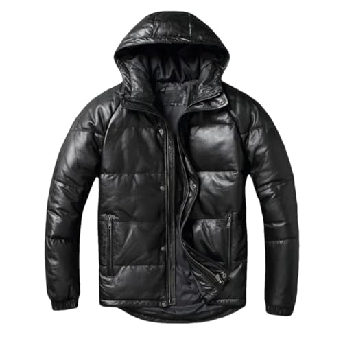 Doudoune en cuir de vache véritable homme finissez-en avec le froid grâce à la capuche