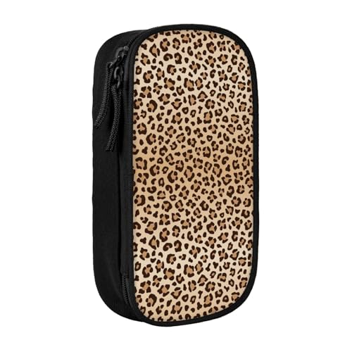 Image of Perinsto Leopard Print Pencil Case Big Capacity Multi Compartment Stationery Box Cheetah Pencil Pouch Holder Desk Organizer For School Office Home
