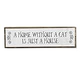 A Home Without A Cat Is Just A House - Handmade Metal Wood Sign Light – Cute Rustic Wall Decor Art - Modern Home Décor - Farmhouse Decorations – Cat Decor, Cat Gifts For Cat Lovers