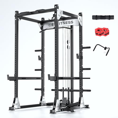 Image of X10 Power Cage with Optional LAT PullDown /Cable Crossover /Smith Machine System, 4000LB Squat Rack for Home & Garage Gym, with Weight Storage Rack and More Training Attachments