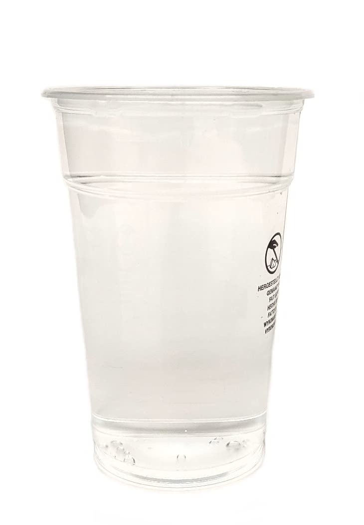 CWPACK Trinkbecher PP, Einwegbecher, Plastikbecher, Bierbecher Bubble Tea Becher klar, 600ml(22oz) Ø95mm, 9gr mit Füllstrich (720St.), Transparent
