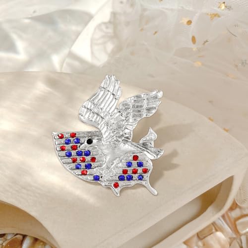 Image of Rhinestone Brooch Pins for Women, Vintage Crystal Enamel Brooches, American Flag Pin Patriotic Lapel Pins Gift for Suit Clothes Bag Accessories