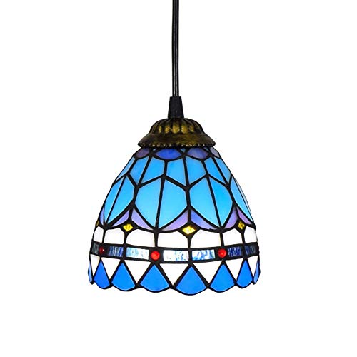 Suspension luminaire bleue E27 plafonnier en verre pour chambre et cuisine