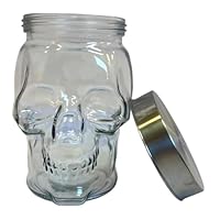Clear Glass Skull Jar with Twist Lid – 1.3kg Capacity – Candy, Baking & Dry Goods Storage + PaLiSoL CREATiONS Sticker | Bocal en Verre Crâne – Décoration Automne/Halloween