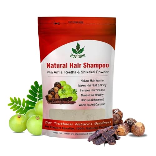 Havintha Natural Hair Shampoo With Herbal Amla Reetha Shikakai Powder For Men & Women, Totally Organic | Paraben And Sulphate Free Shampoo - 227gm (Pack of 1)