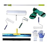Self Leveling Concrete, Epoxy Floor Kit, Garage Floor Epoxy Kit Self Leveling Rake, Telescopic Pole, Floor Leveling Tools, Spike Roller for Self-Leveling, Spike Shoes for Epoxy Flooring