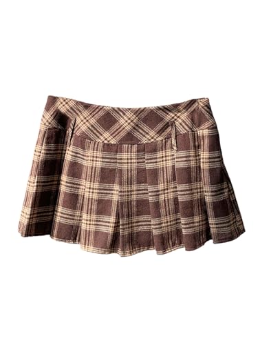 Floerns Women's Plaid Mini Skirts Pleated Hem Uniform Skater Skirt