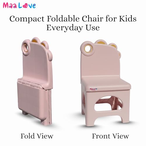Image of Plastic Foldable Chair for Kids | School Study Chair for Indoor or Outdoor Use for Toddler Kids | Strong & Stable, Safe Rounded Edges | Capacity Up to 40 Kg (Pink)