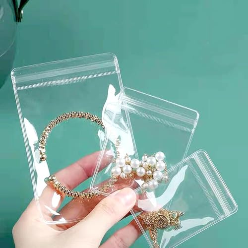 Image of Nibbler 25 Pcs Jewellery Organiser Storage Pouches Clear Zip Lock Cover for Rings, Earrings, Necklace, Multipurpose use, etc. Transparent, Polyvinyl Chloride PVC (Style 3)