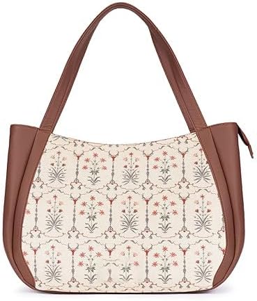 Women’s Jute & Vegan Leather Tote Bag – Handcrafted Shoulder Handbag, Spacious Carryall Work Bag for Office, Travel & Daily Use